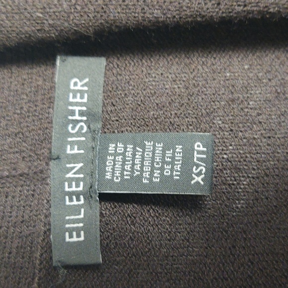 EILEEN FISHER Women's Open Front Long 100% Wool Dark Brown Cardigan Size XSmall - Picture 5 of 16